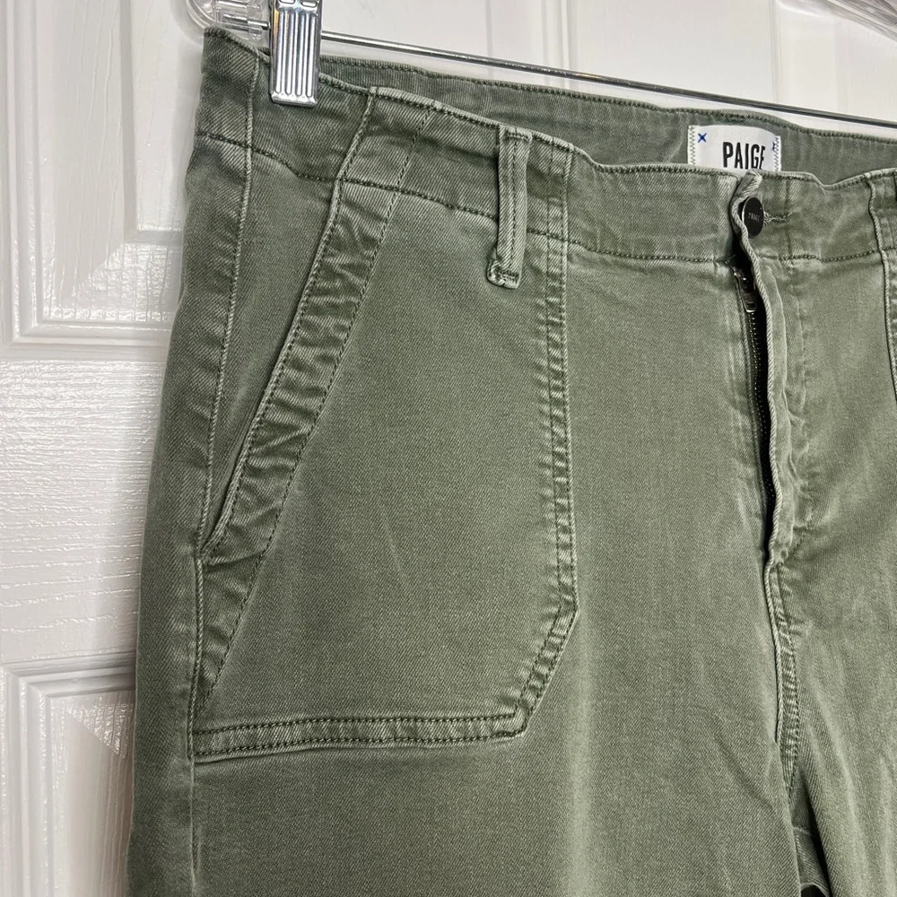 PAIGE Mayslie Cropped Joggers Ankle-Length Green Jeans | Size 31